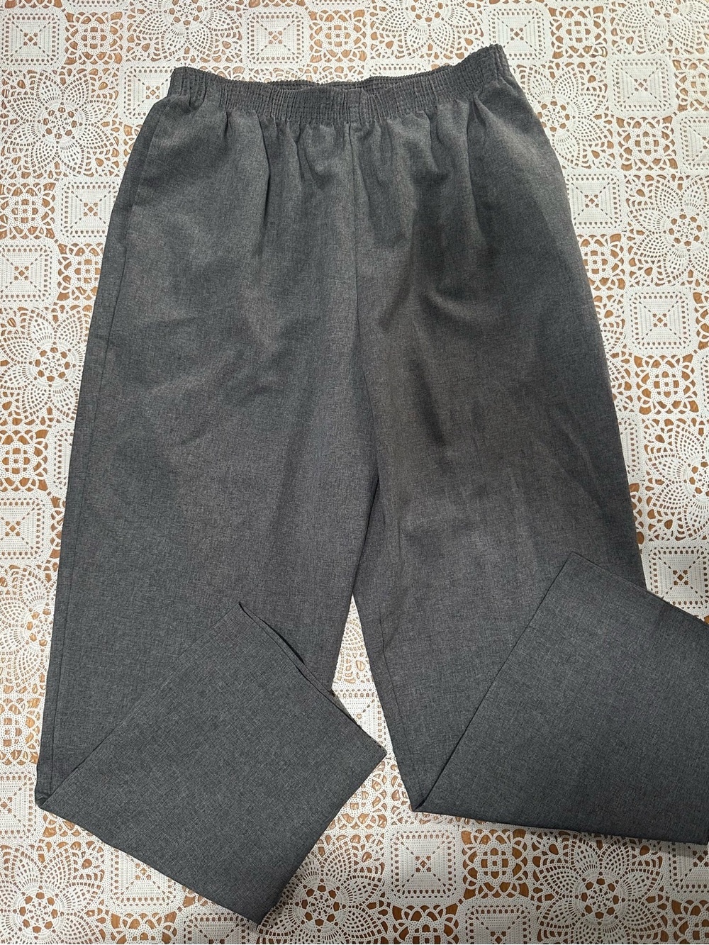 Allison Daley Petite 12P Gray Pull On Dress Pants Elastic Waist